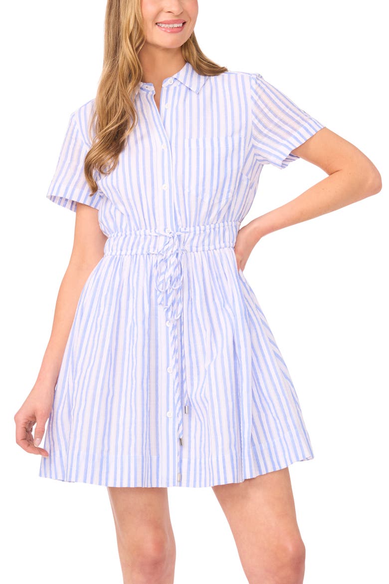 Prentiss Tie Waist Cotton Mini Shirtdress