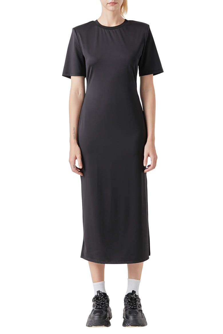 Power Shoulder Maxi Dress