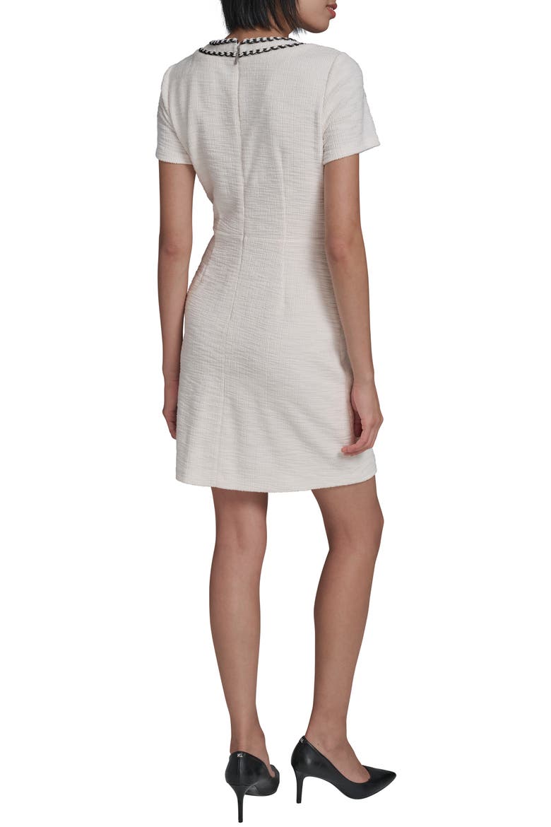 Braided Trim Tweed Sheath Dress