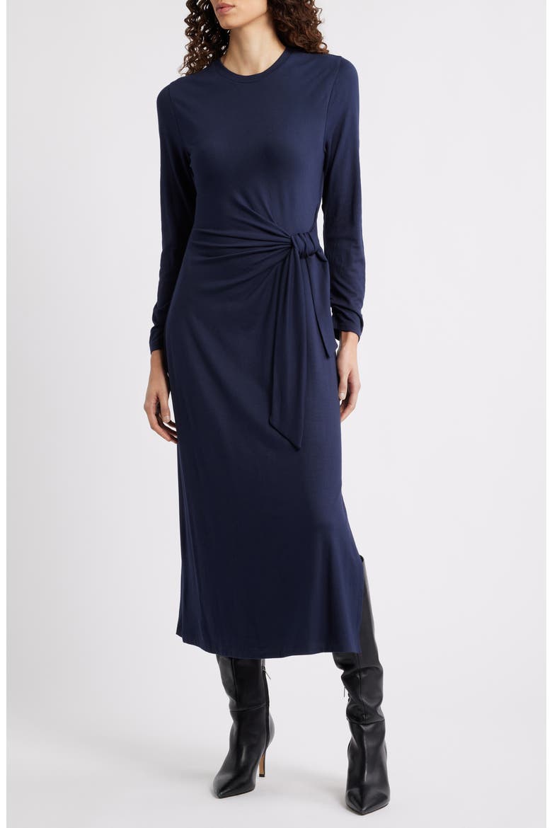 Erlot Side Tie Long Sleeve Midi Dress
