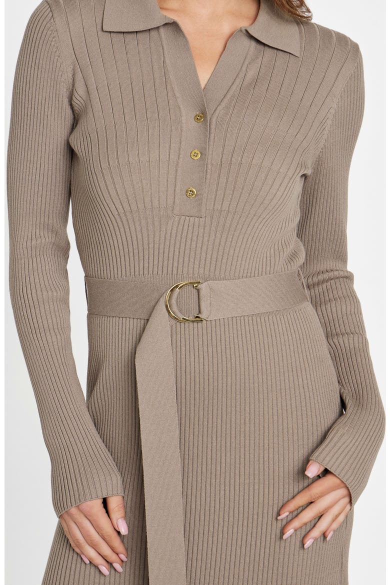 Agathe Rib Polo Midi Sweater Dress