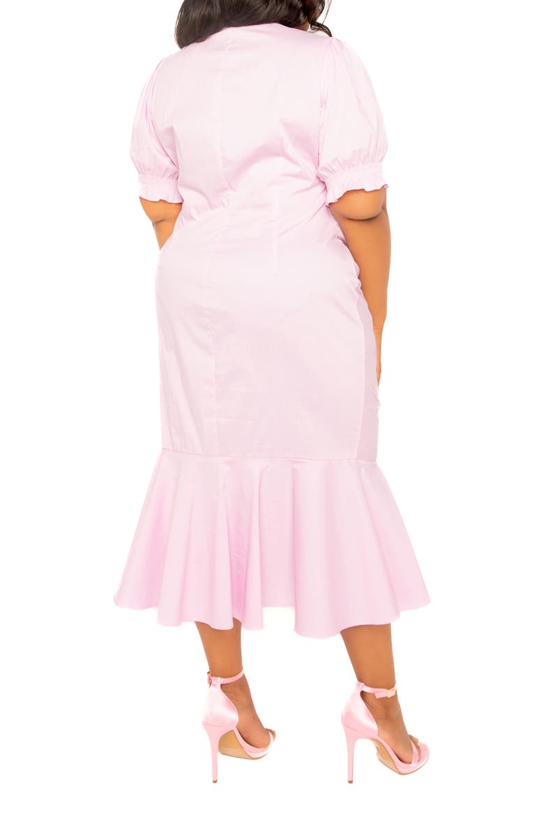 Ruched Fishtail Midi Dress