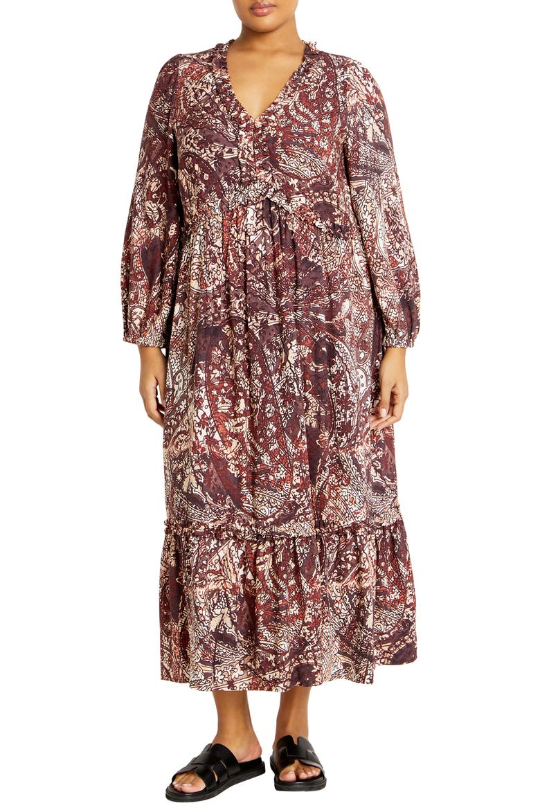 Arya Print Long Sleeve Maxi Dress