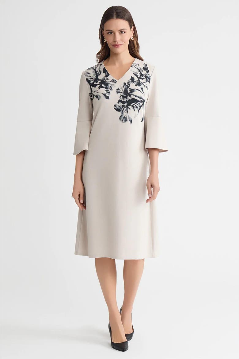 A-Line Floral Printed Stretch Deco Crepe Dress