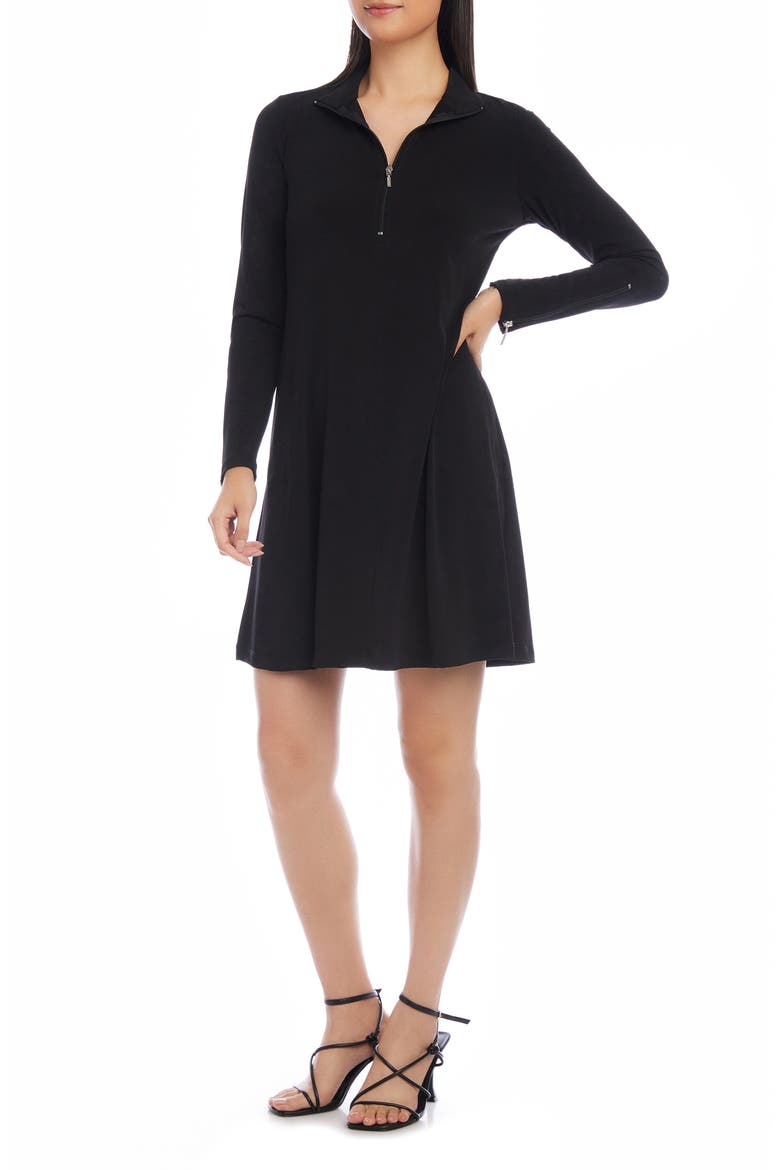 Quarter Zip A-Line Travel Jersey Dress