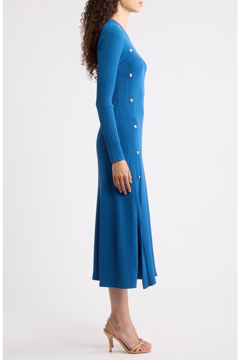 The Tamara Button Detail Long Sleeve Midi Sweater Dress