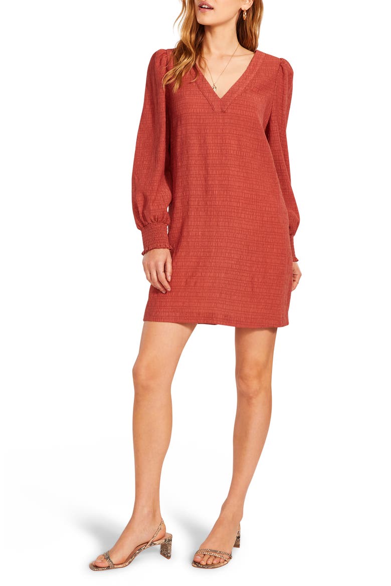 BB Dakota x Steve Madden Ruston Textured Long Sleeve Shift Minidress