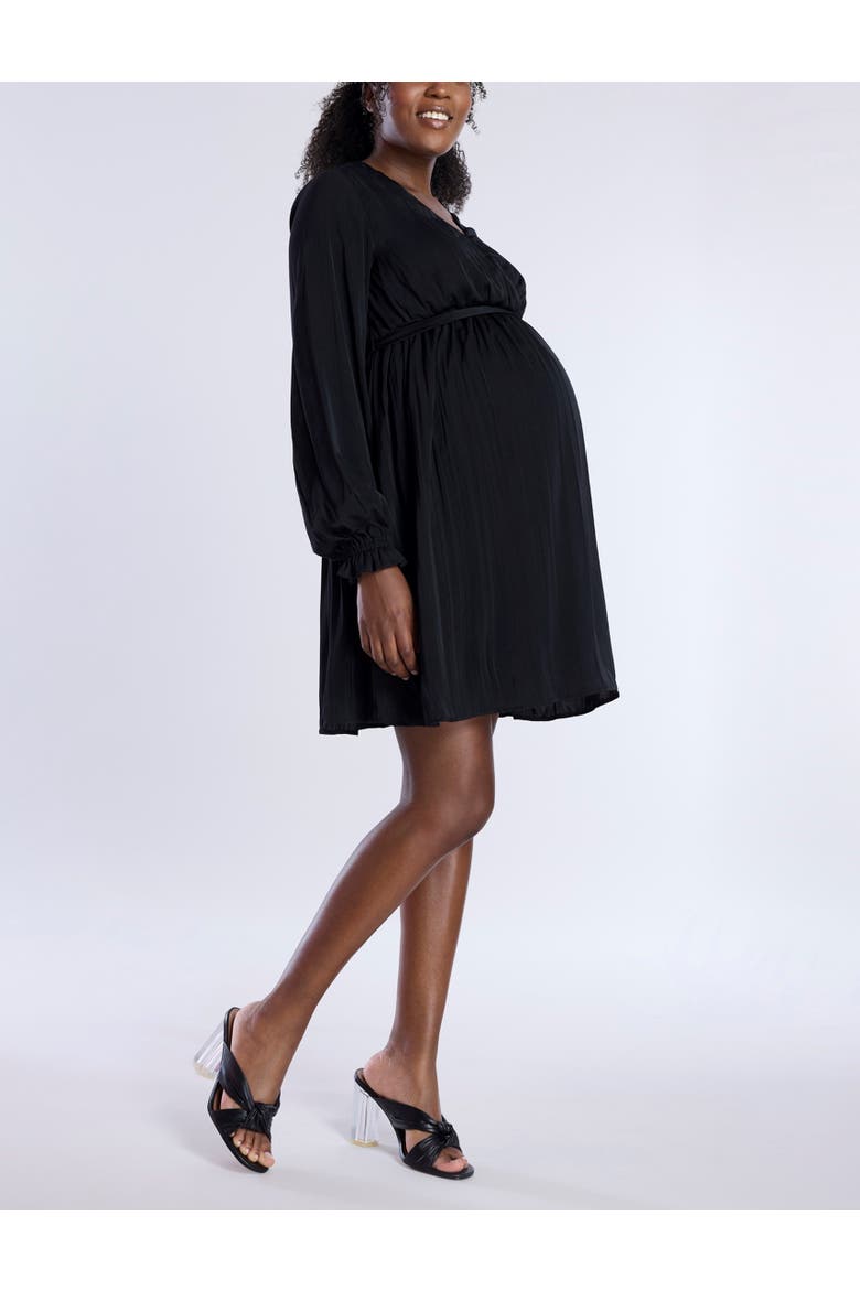 Woven Wrap Long Sleeve Mini Dress