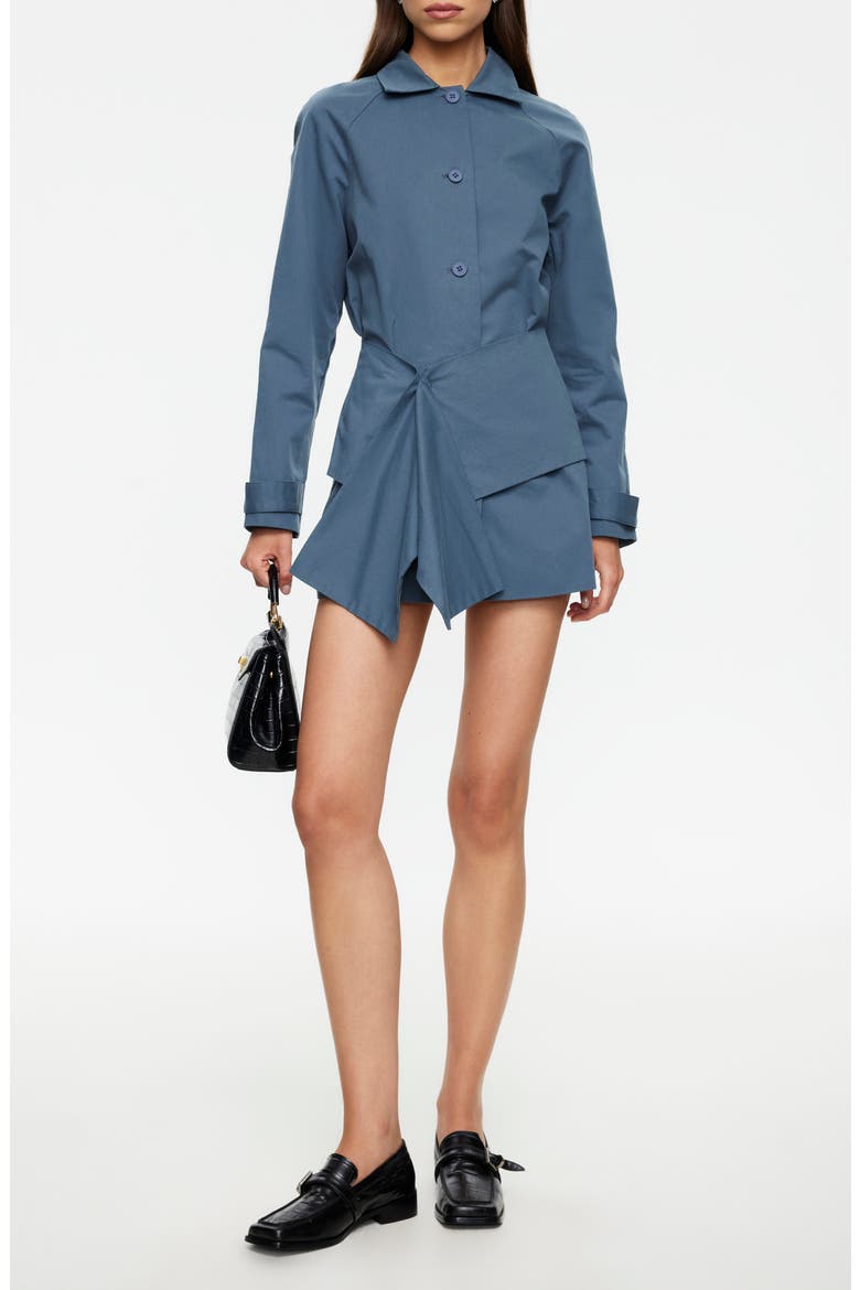 Wiseguy Long Sleeve Cotton Mini Shirtdress