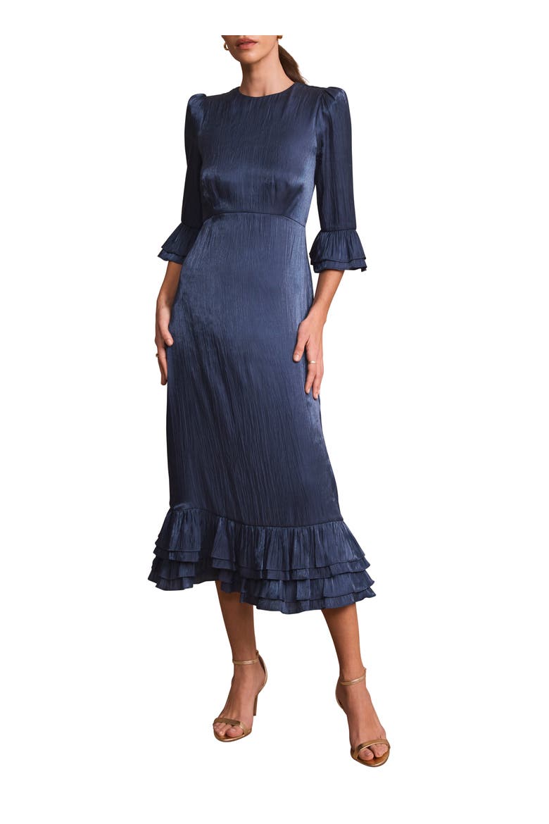 Metallic Ruffled Midi Dress