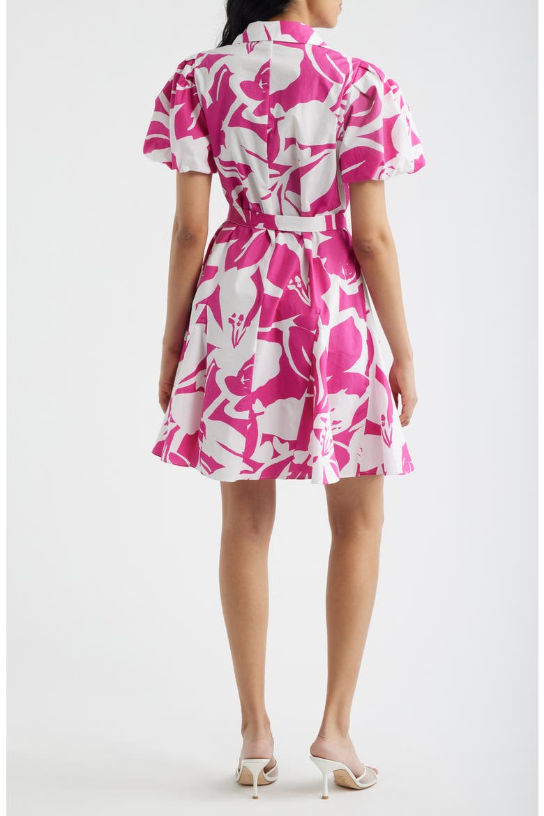 Floral Short Sleeve Cotton Mini Shirtdress