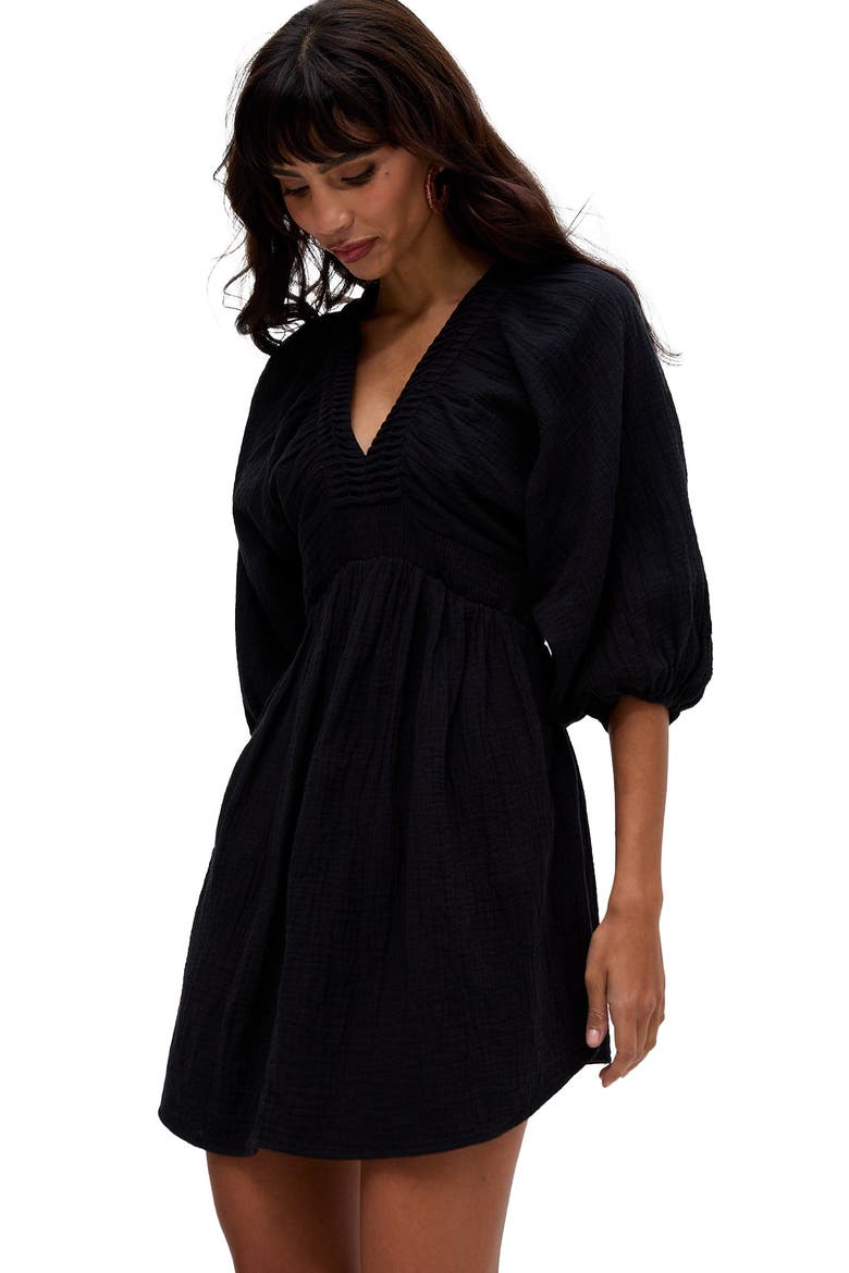 Soipoi Ruched V-Neck Midi Dress