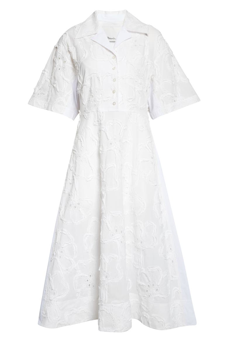 Floral Appliqué Midi Shirtdress