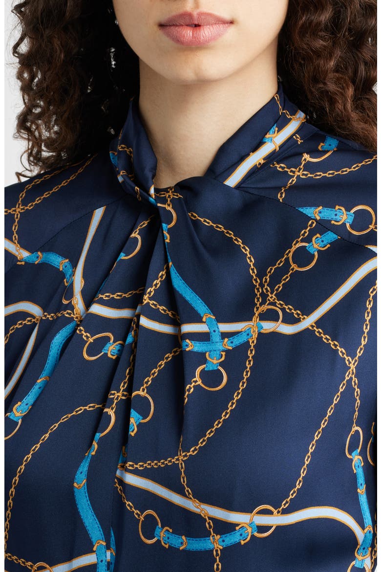 The Raquel Placed Floral Long Sleeve Silk Blend Dress