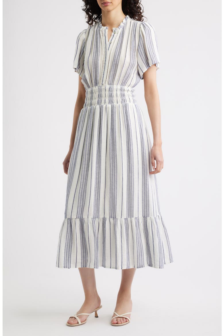 Brent Stripe Smocked Waist Midi Dress