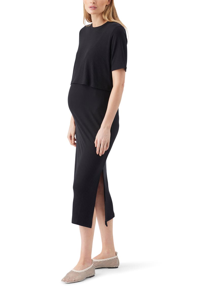 Ivy Rib Nursing Dress Black