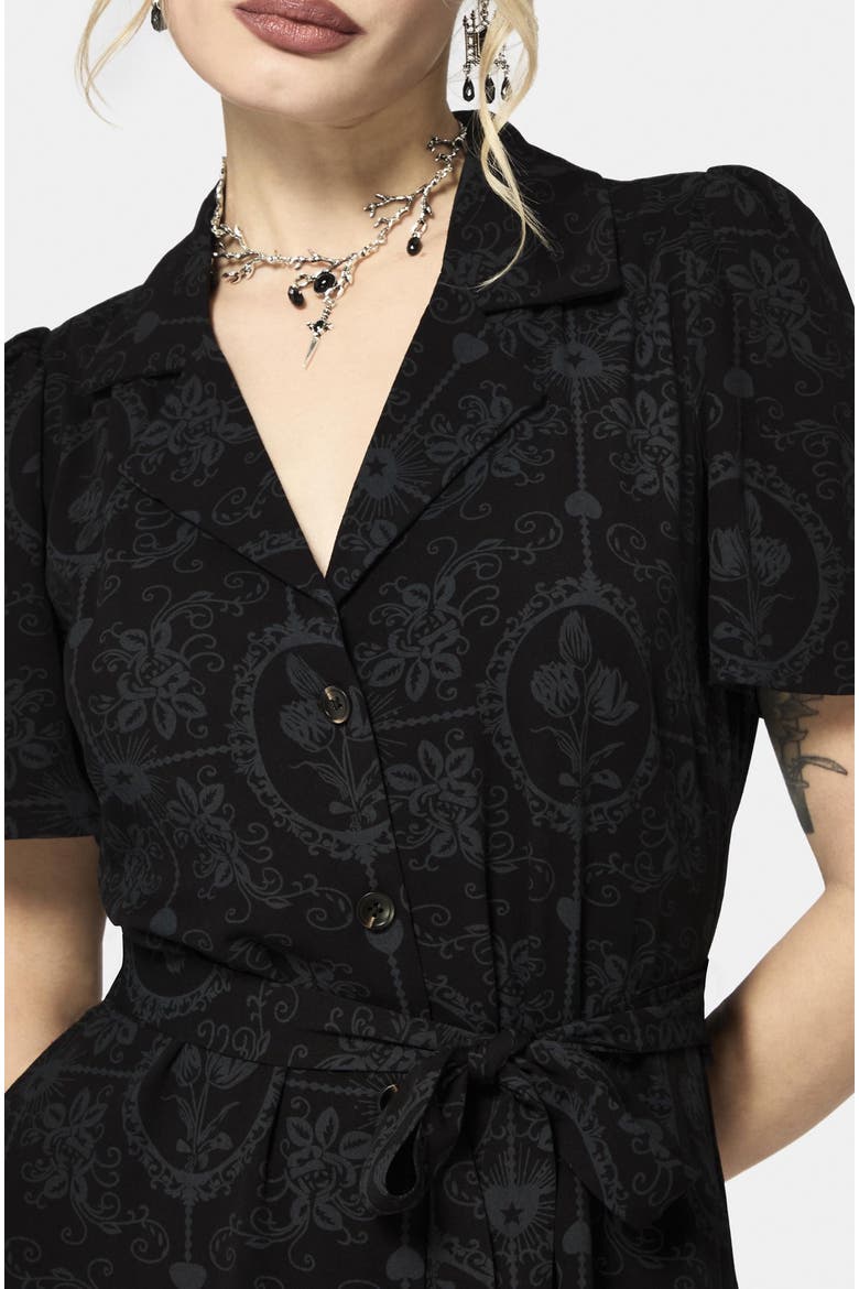 Cameo Floral Tie Belt Midi Shirt Dress