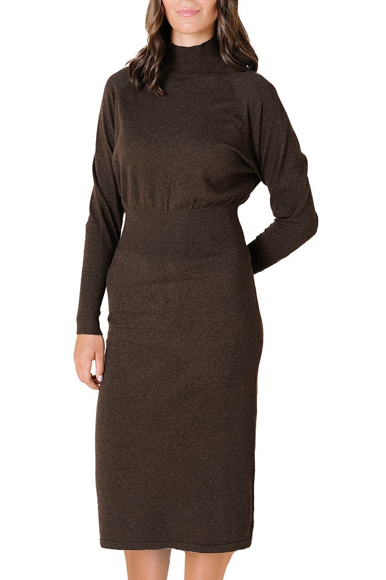 Mock Neck Dolman Sleeve Sweater Dress