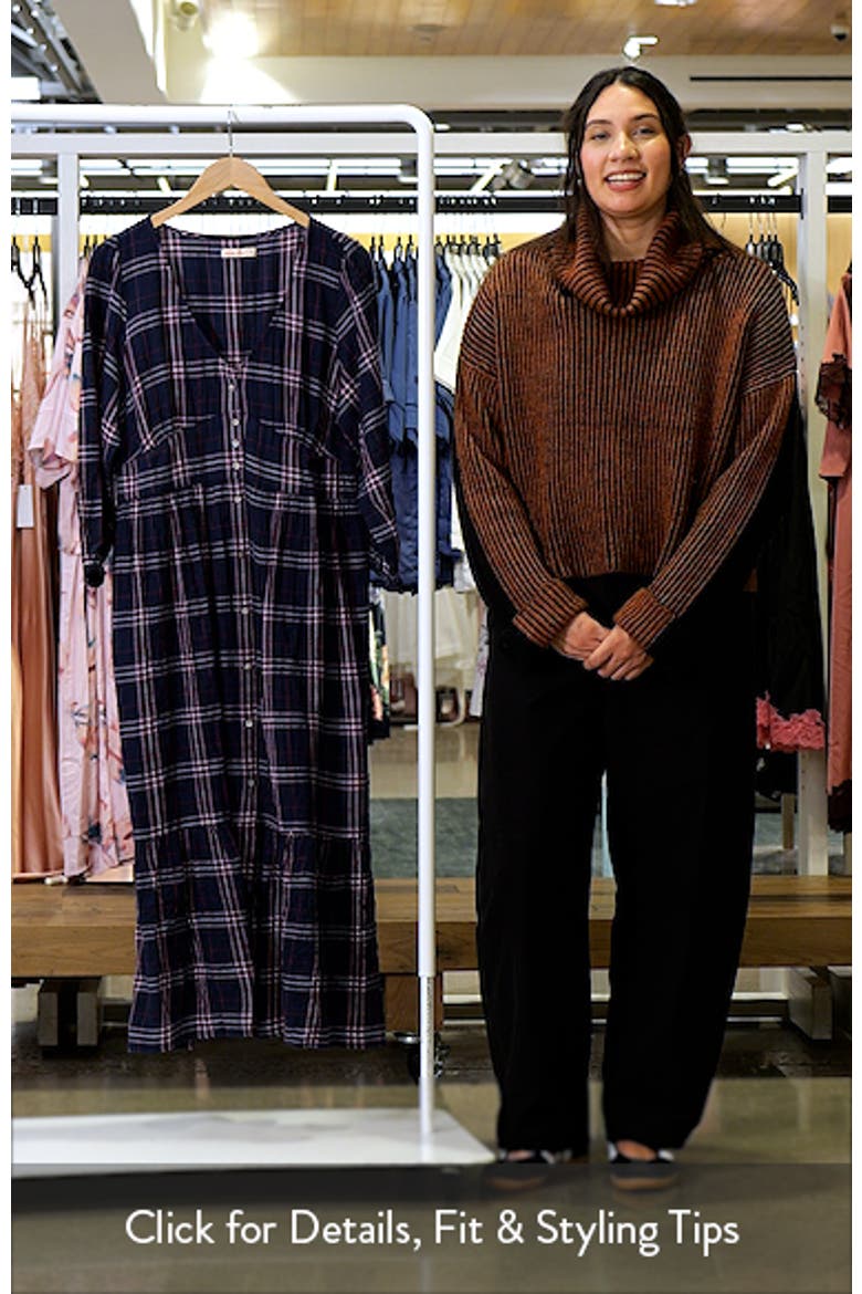 Maeve Plaid Long Sleeve Tiered Midi Dress