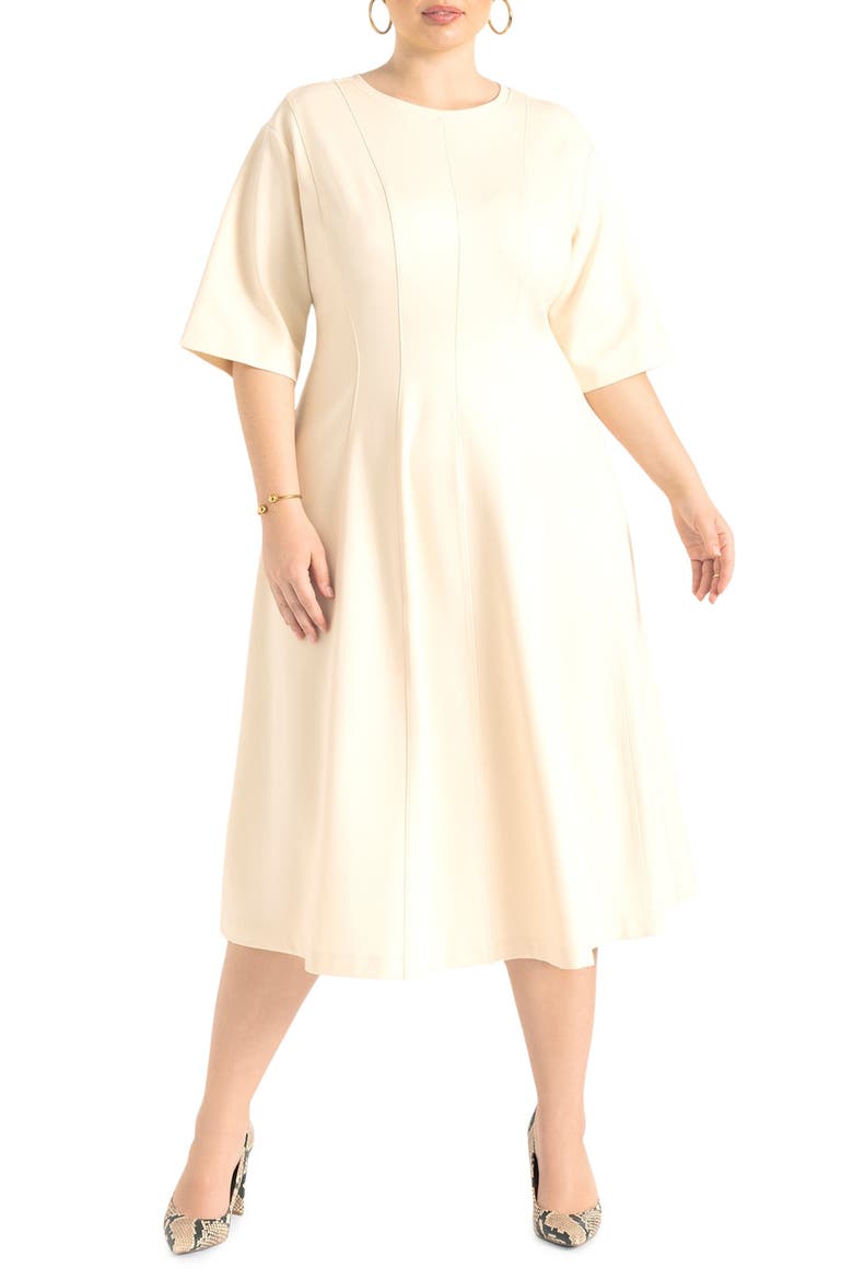 Seam Detail Ponte Workwear Midi Dress