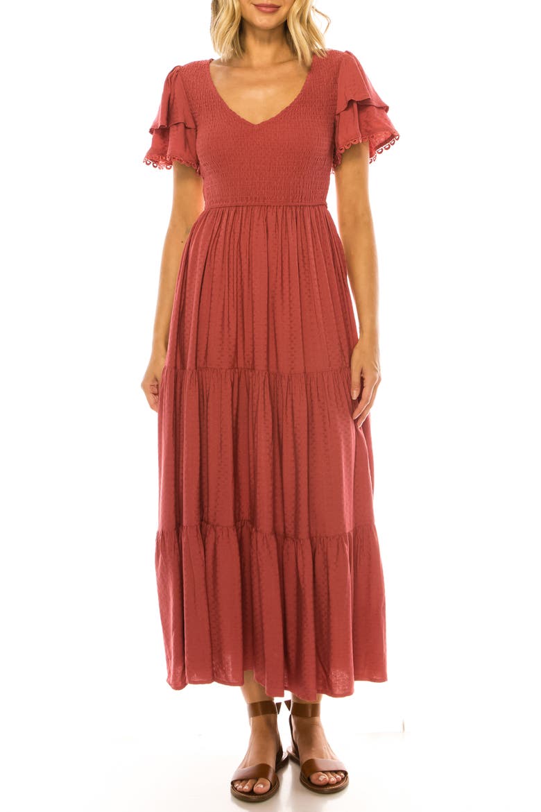 Tiered Woven Midi Dress