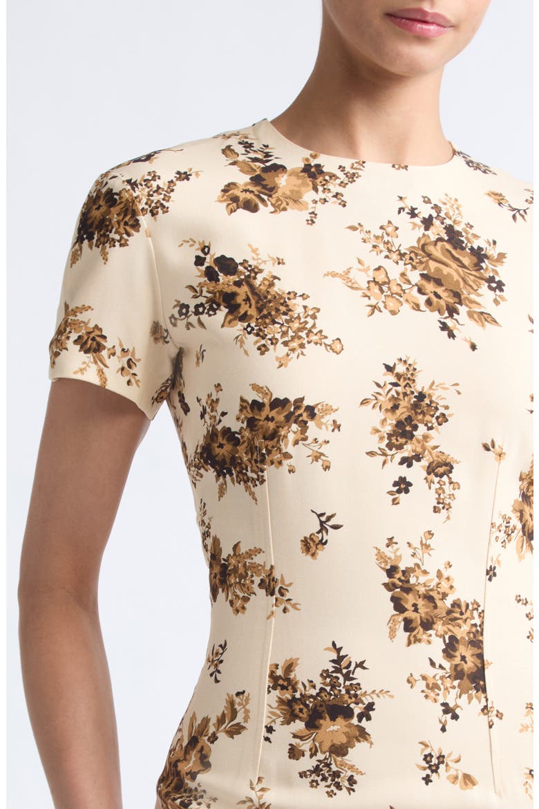 Envers Floral Satin Sheath Midi Dress