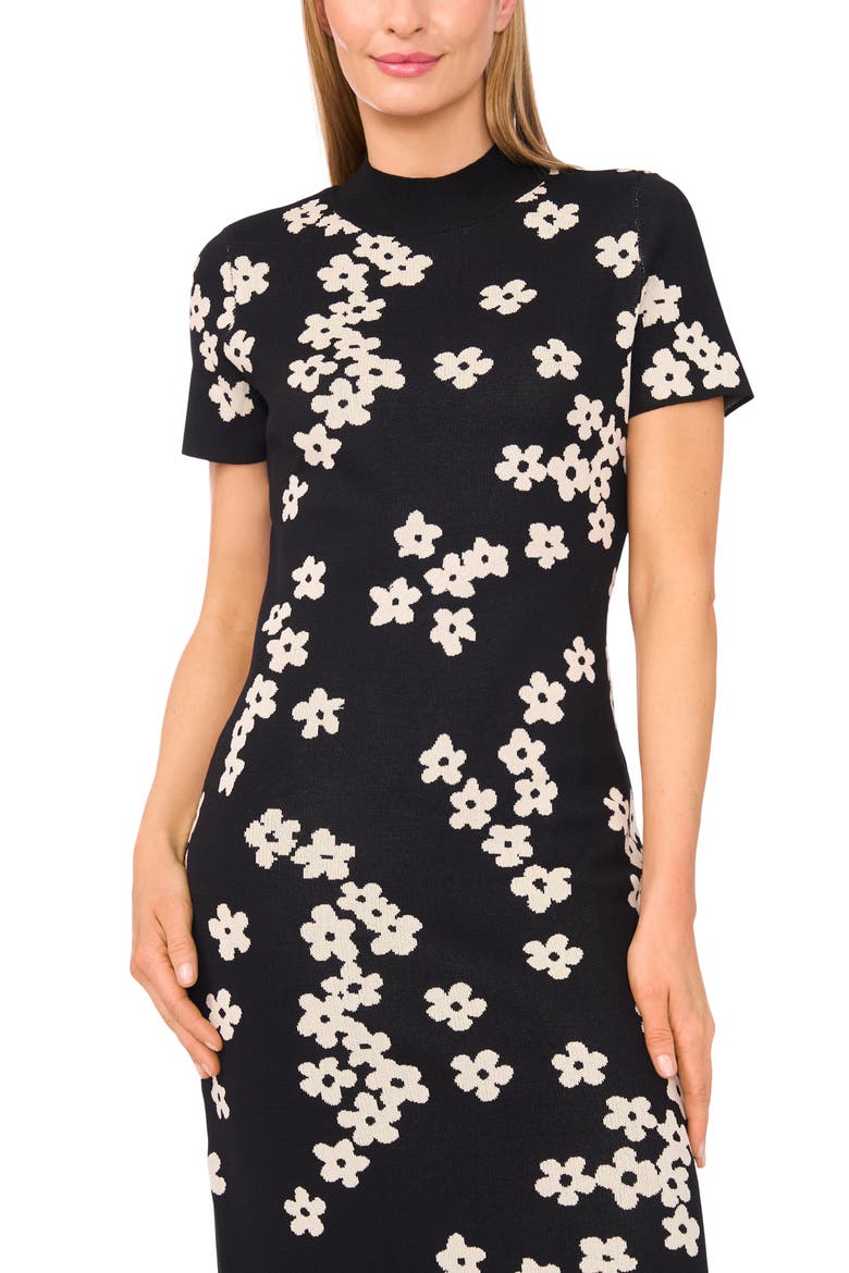 Flower Jacquard Midi Sweater Dress
