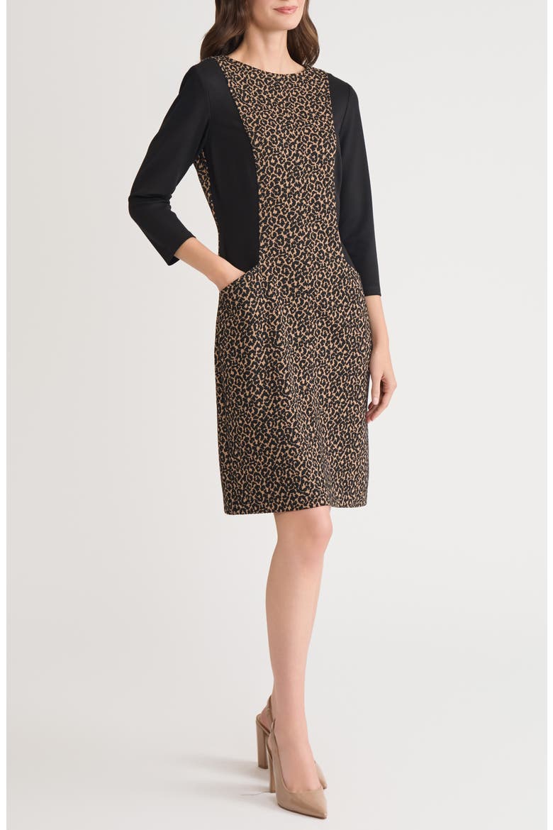 Contrast Detail Leopard Print Dress