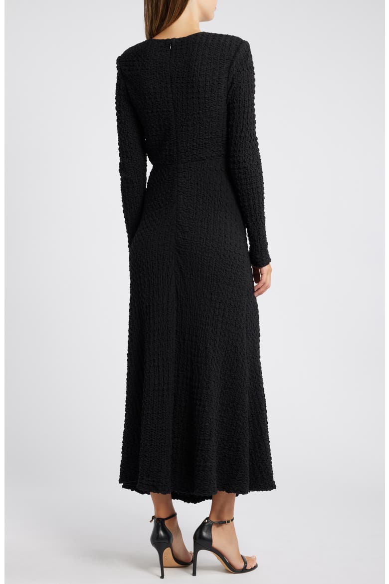 Textured Long Sleeve Midi Dress
