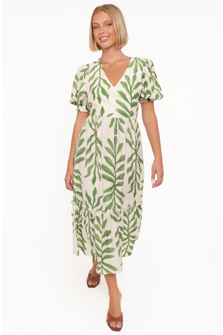 Steele Puff Sleeve Tiered Midi Dress