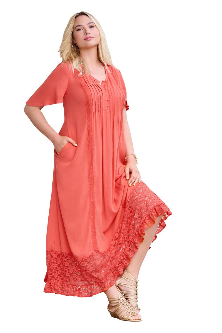 Hand Crinkled Lace Panelled Boho Dress