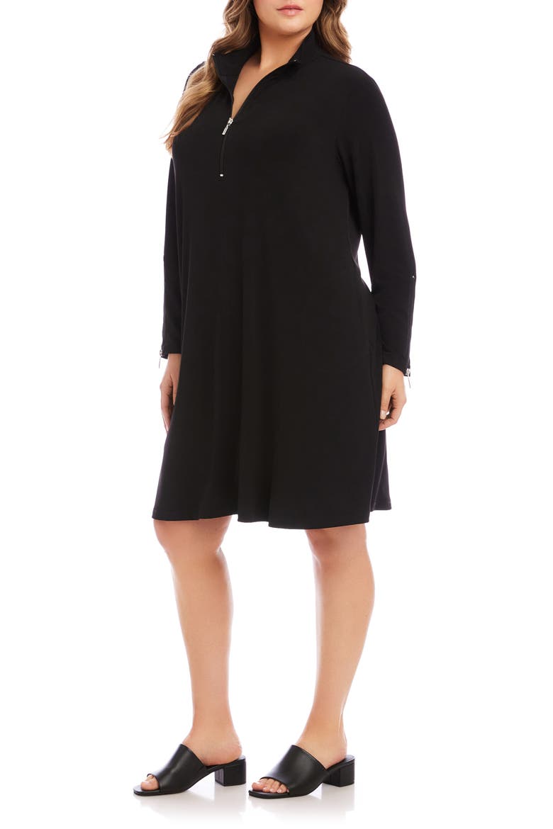 Half Zip Long Sleeve Travel Jersey Dress