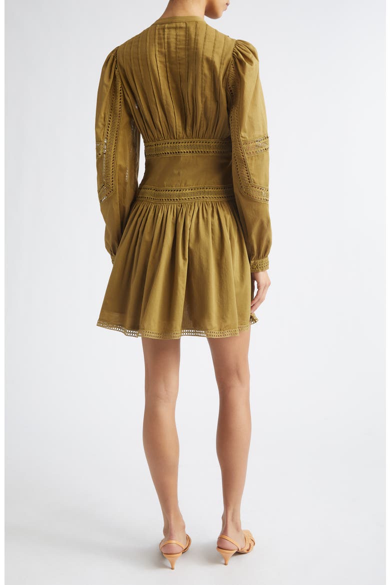 Elysia Pintuck Lace Long Sleeve Minidress