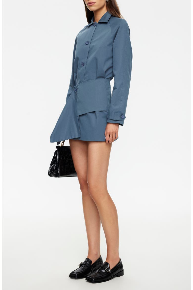 Wiseguy Long Sleeve Cotton Mini Shirtdress