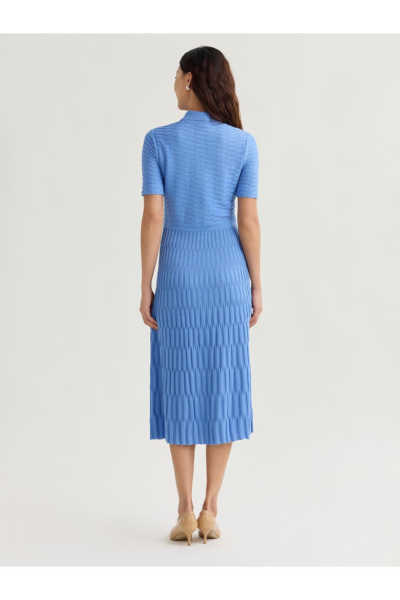 Fit & Flare Geometric Collared Soft Knit Maxi Dress