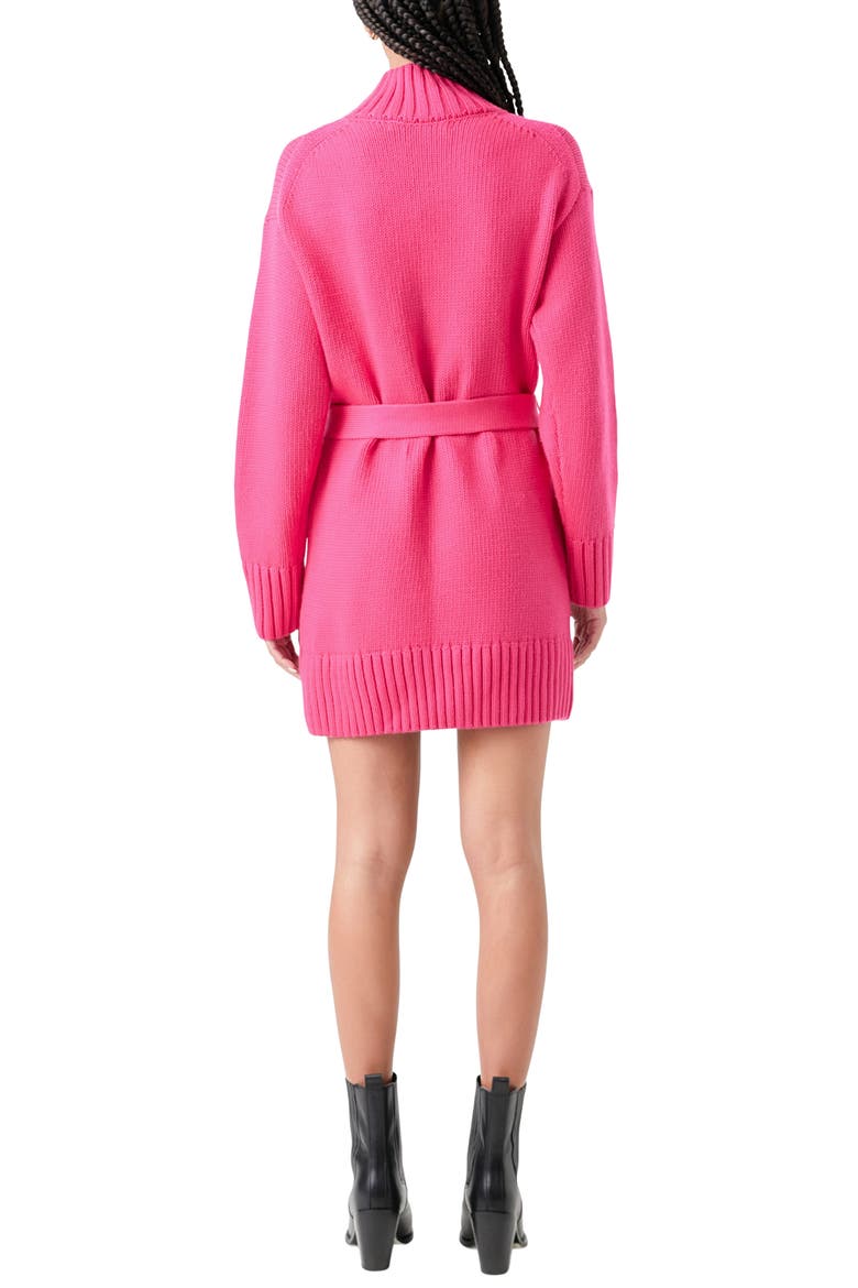 Tie Belt Long Sleeve Sweater Minidress