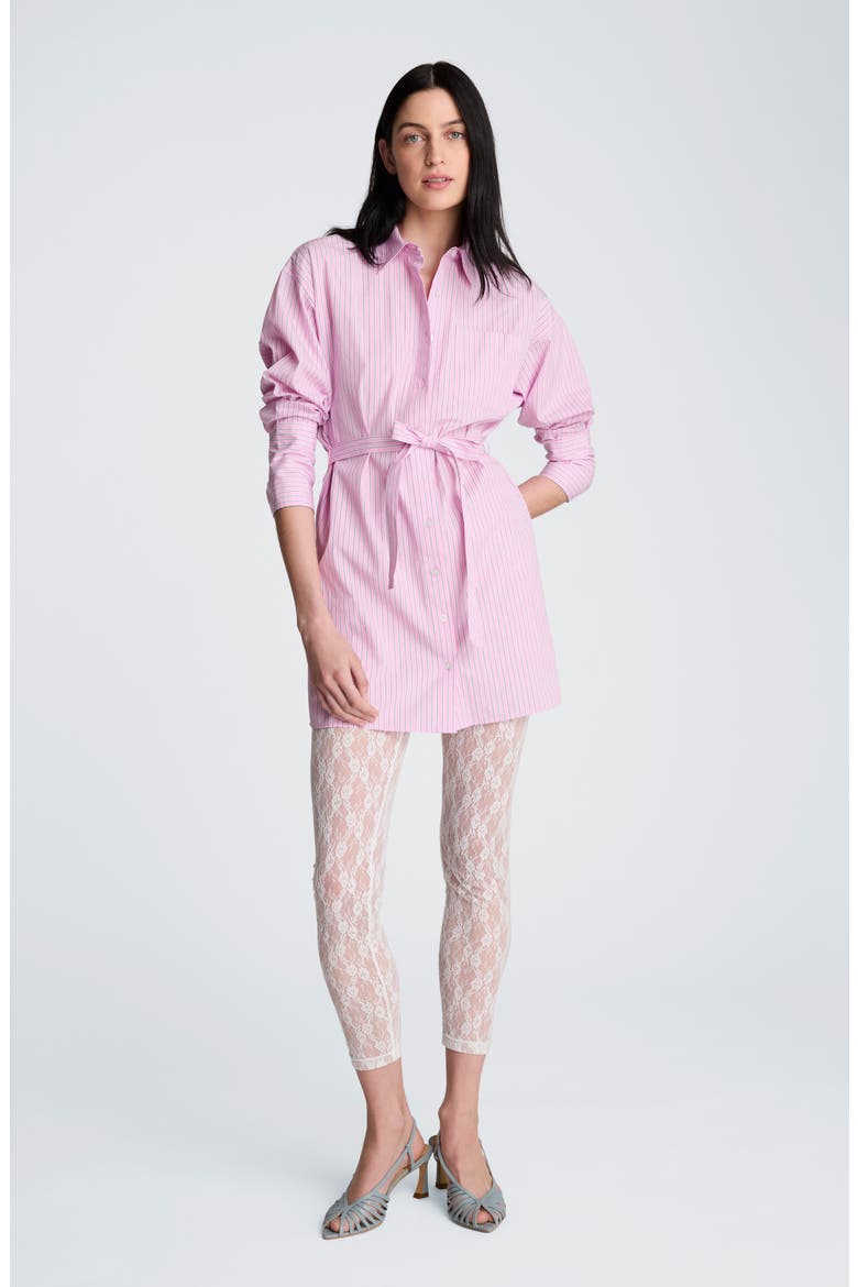 Drop Shoulder Tie Waist Shirtdress
