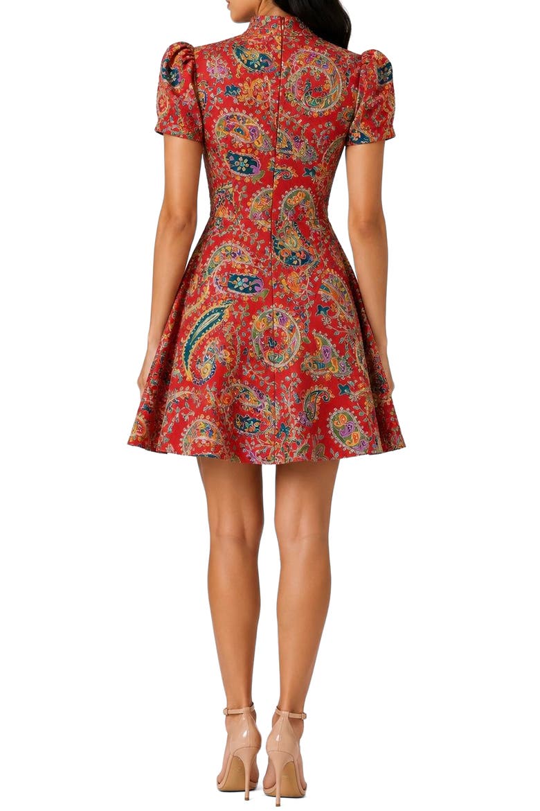 Nour Print Puff Sleeve Silk Minidress