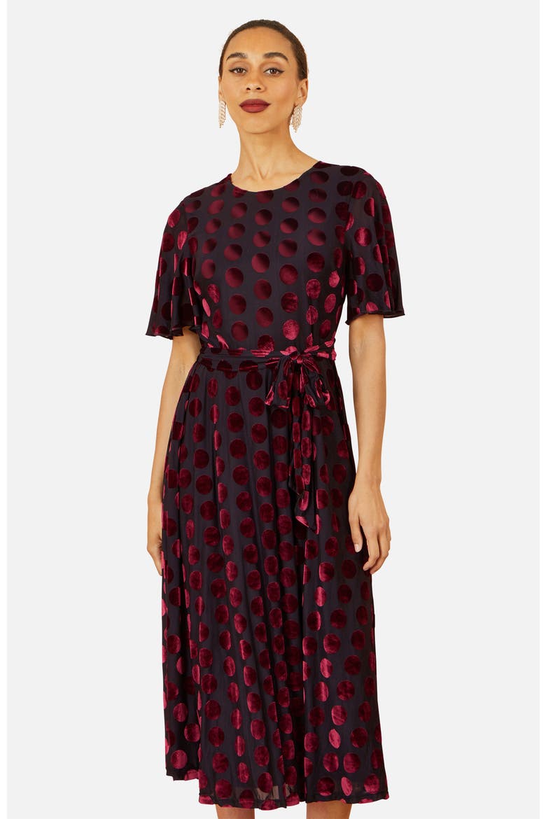 Velour Spot Midi Skater Dress