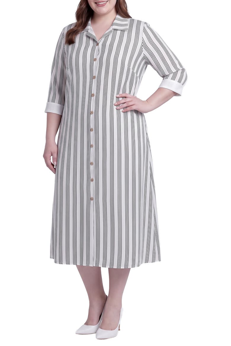 Stripe Button-Up Midi Shirtdress