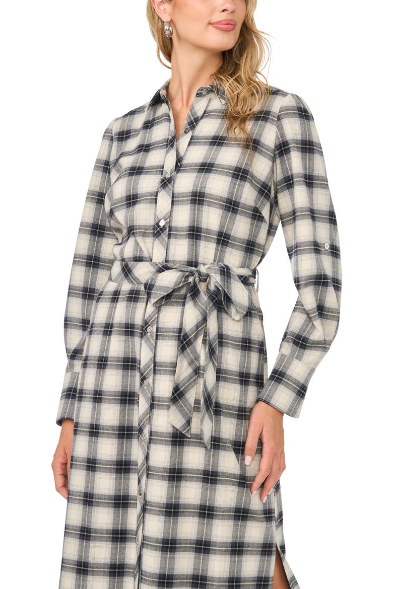 Plaid Belted Midi Shirt Dress