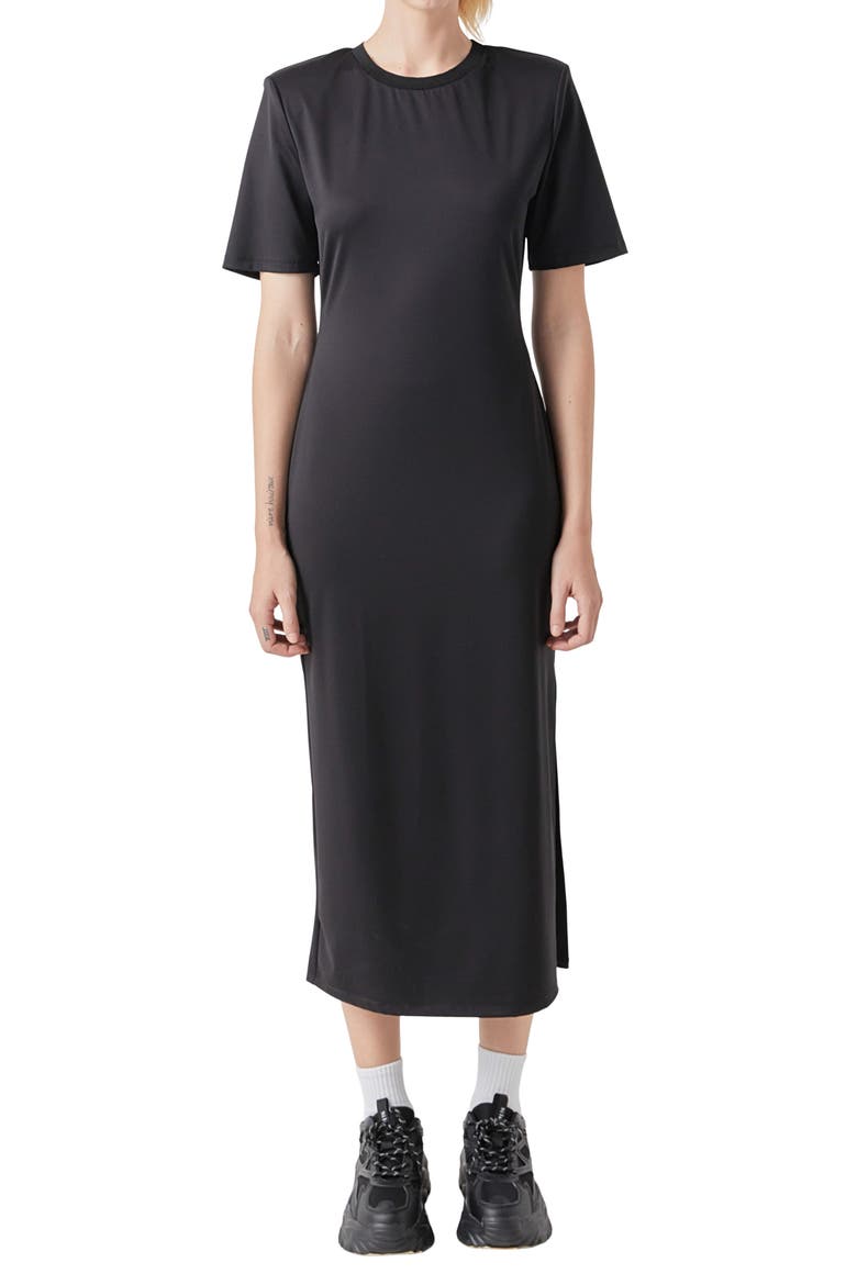 Power Shoulder Maxi Dress