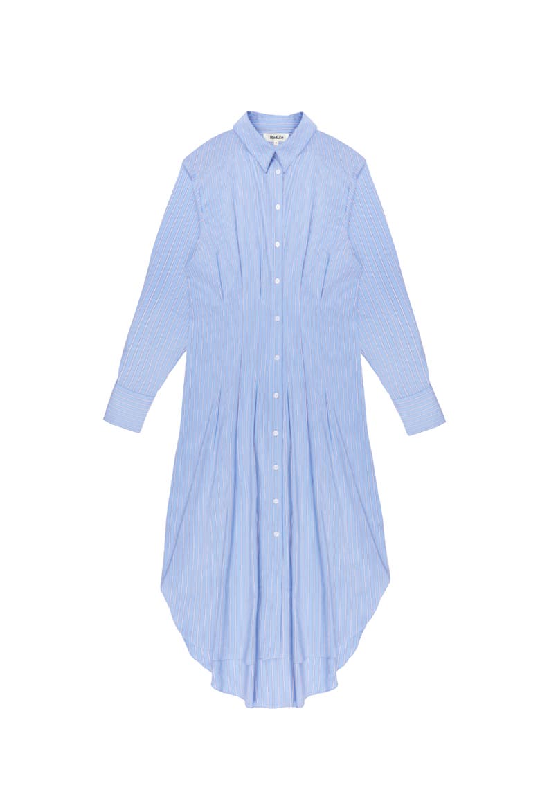 Long Sleeve Stripe Shirt Midi Dress