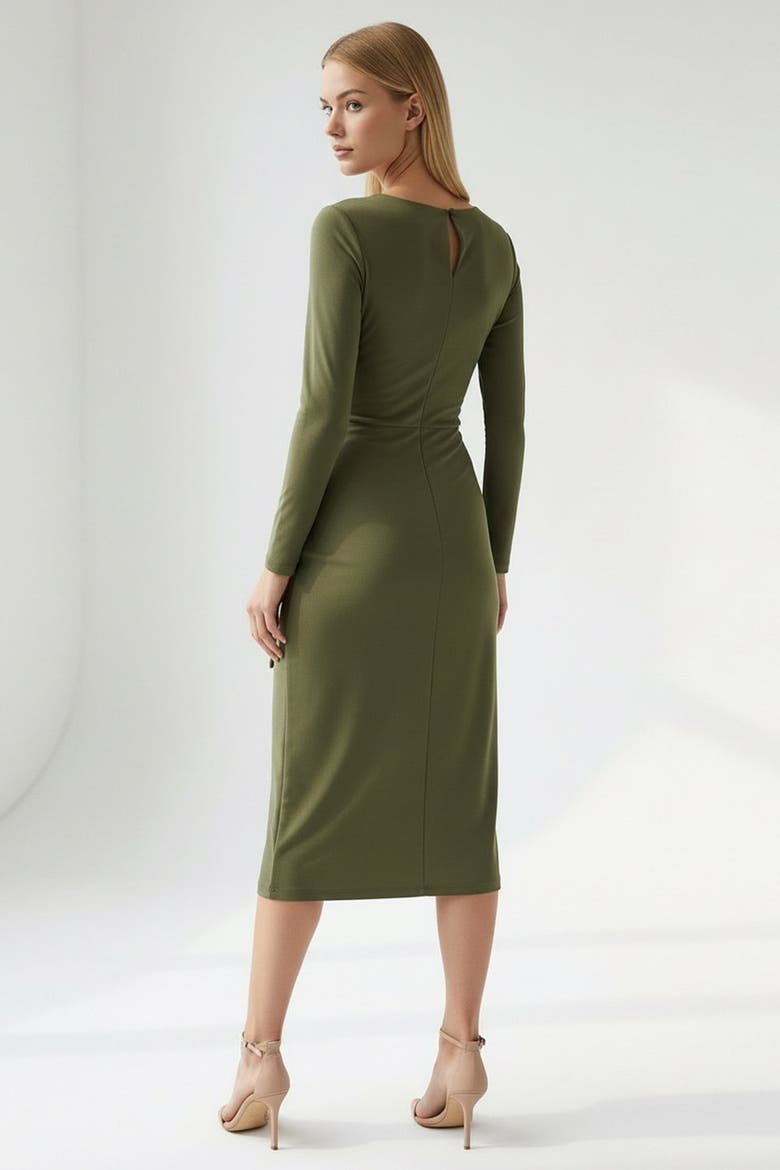 Gascon Crew Neck Long Sleeve Knit Midi Dress