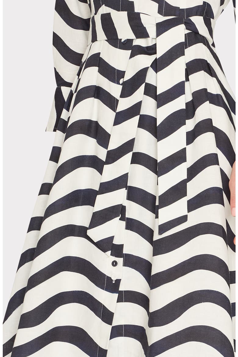 Lexi Stripe Tie Waist Long Sleeve Midi Shirtdress