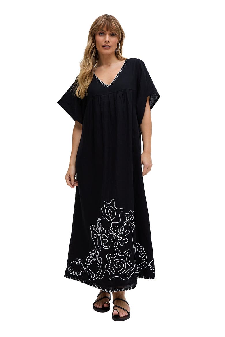 Candy Tabard Embroidered Hem Midi Dress
