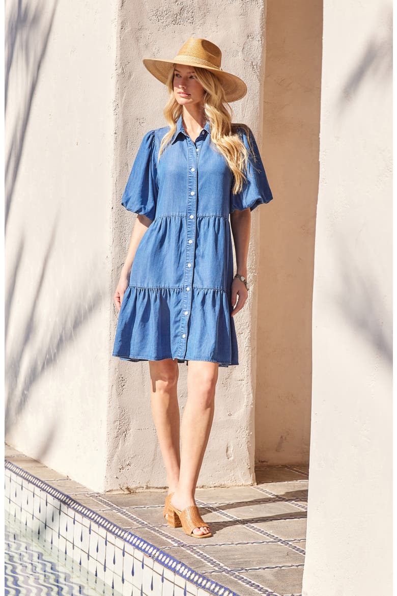 Tiered Denim Shirtdress