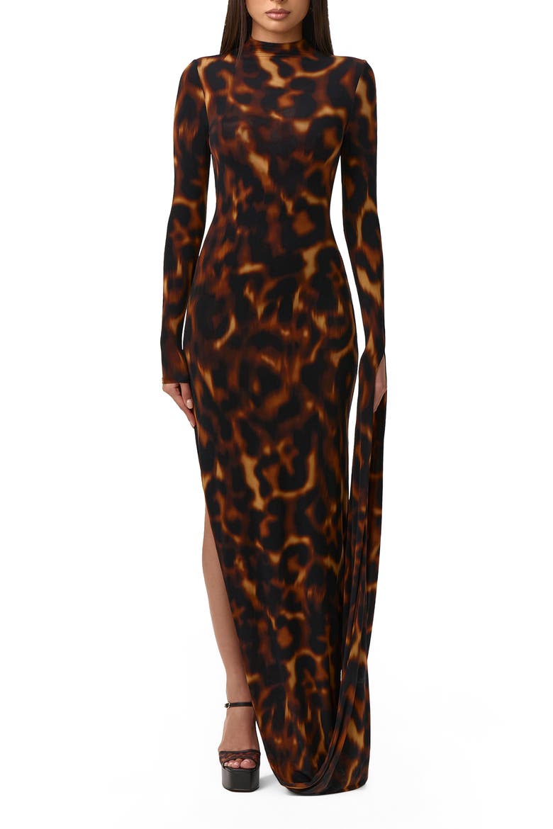 Draped Long Sleeve Maxi Dress