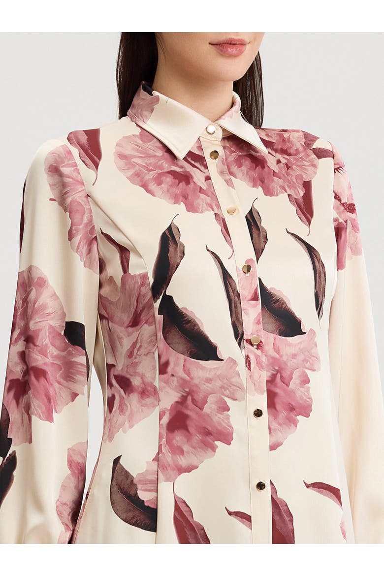 Floral Crepe de Chine Midi Shirtdress