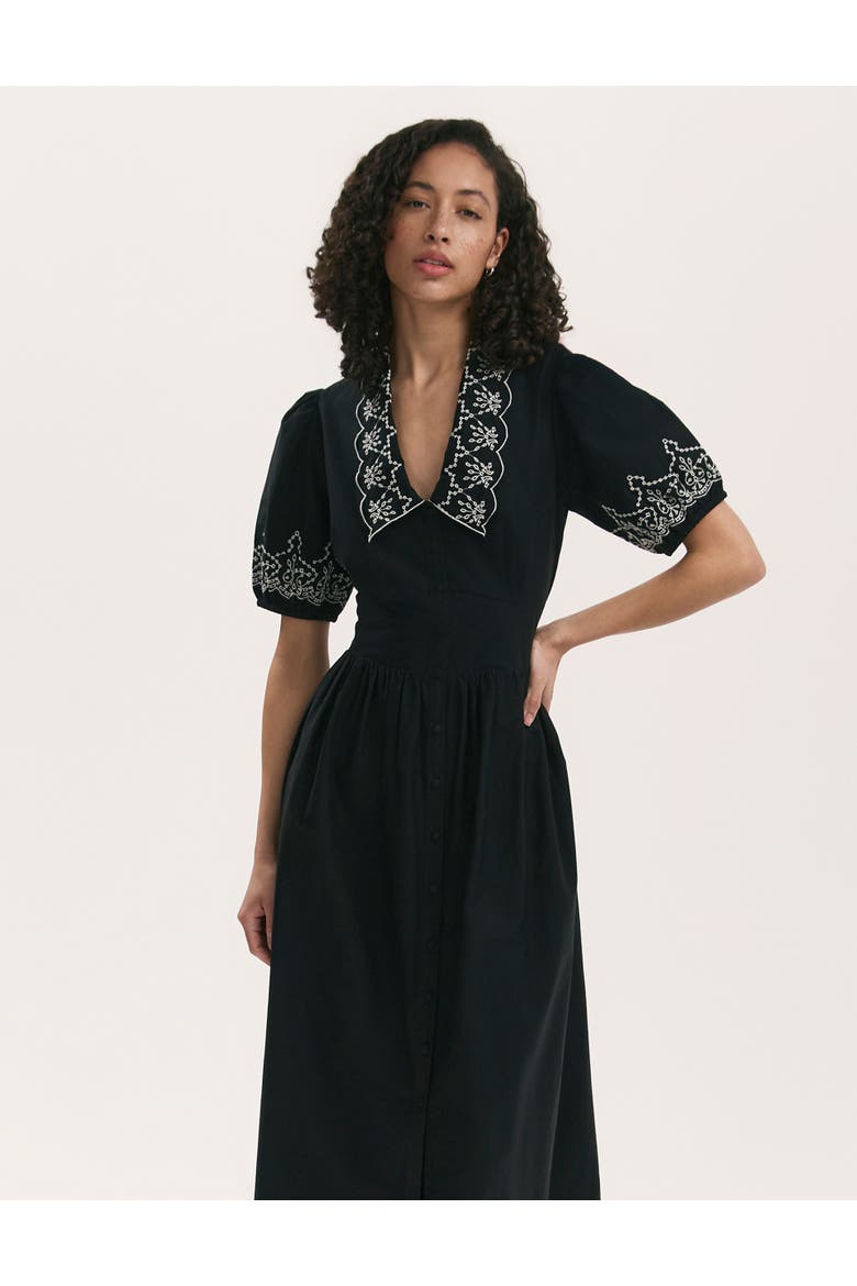 Arianna Embroidered Cotton Midi Dress